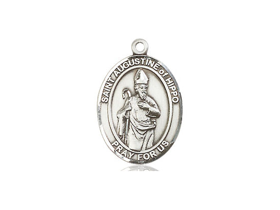 St. Augustine of Hippo Sterling Silver Medal with 20" Rhodium Chain