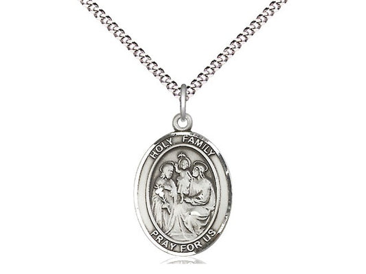 Holy Family Sterling Silver Medal on 18" Chain