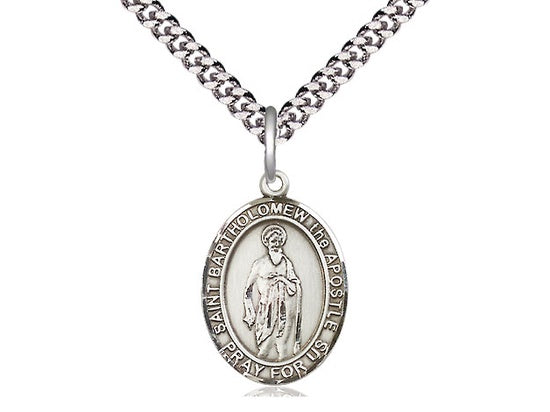 St. Bartholomew the Apostle Sterling Silver Medal with Rhodium Chain