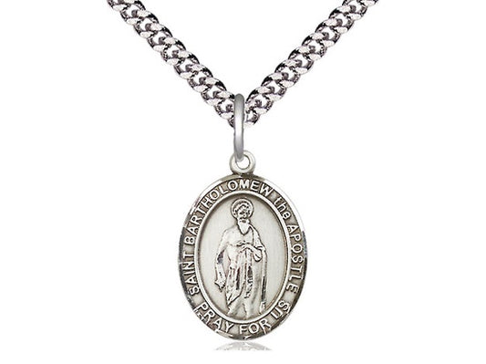 St. Bartholomew the Apostle Sterling Silver Medal with Rhodium Chain