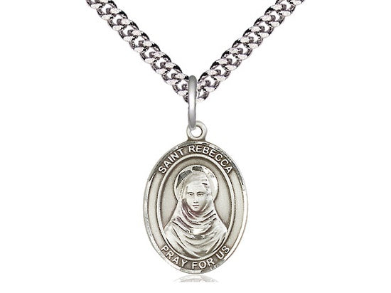St. Rebecca Sterling Silver Medal with Rhodium Chain
