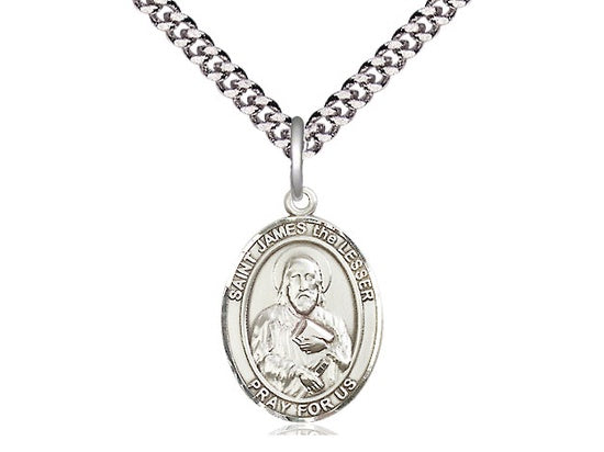 St. James the Lesser Sterling Silver Medal with 20" Rhodium Chain