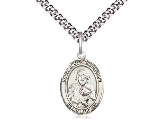 St. James the Lesser Sterling Silver Medal with 20" Rhodium Chain