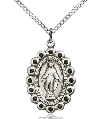 Miraculous Medal Surrounded with Stones, Sterling Silver - 2009