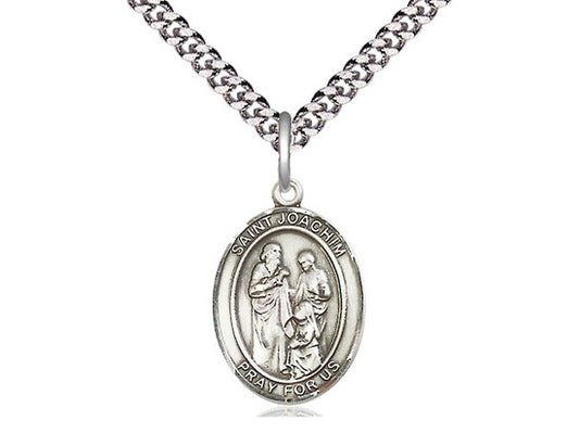 St. Joachim Sterling Silver Oval Medal with 20" Rhodium Chain