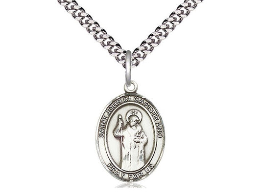 St. John of Capistrano Sterling Silver Medal on Rhodium Chain