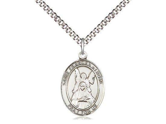 St. Frances of Rome, Sterling Silver Oval Patron Series - Necklace