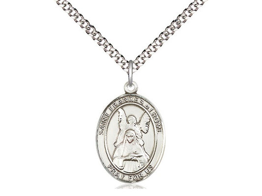 St. Frances of Rome, Sterling Silver Oval Patron Series - Necklace