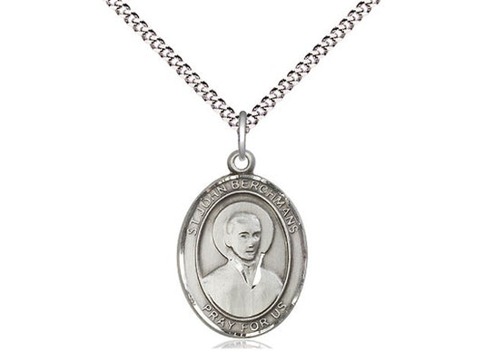 St. John Berchmans Pewter Medal with Rhodium Chain