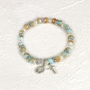 Turquoise - Imitation SainToned & Glass Saint Stretch Bracelet