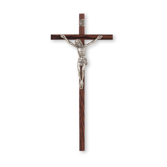Dark Wood Crucifix - 8" (Bronze or Silver Finished Corpus)
