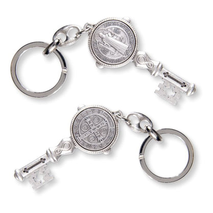St. Benedict Silver Keychain