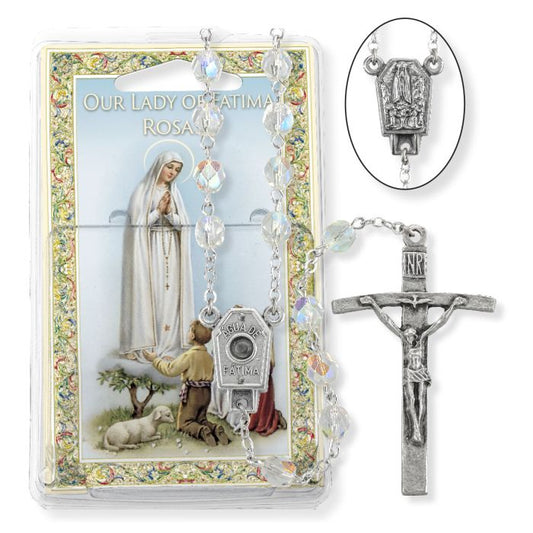 Our Lady Of Fatima Rosary with Water Centerpiece - Available in Crystal or Blue