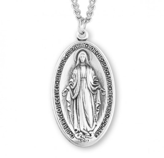 Sterling Silver Oval Miraculous Medal - S2113