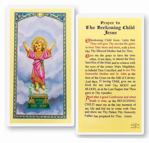 Prayer to the Beckoning Child JesusHoly Card