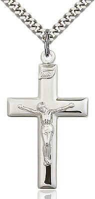 Sterling Silver Polished Crucifix - Necklace