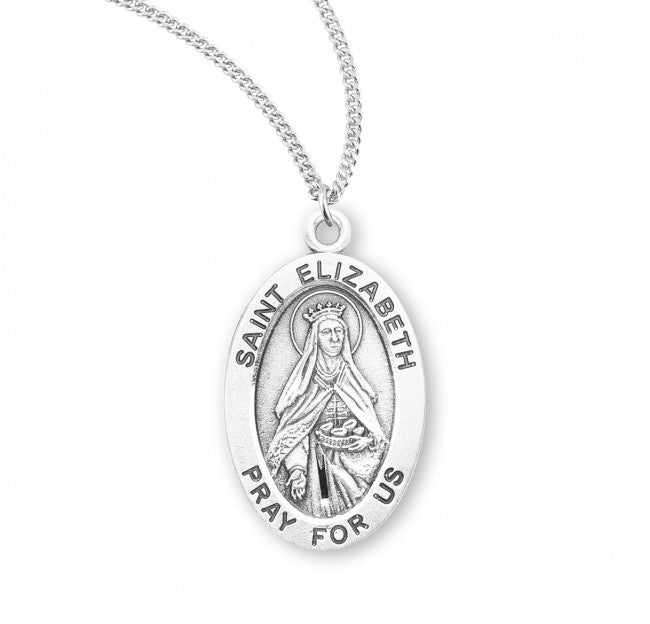 Saint Elizabeth Oval Sterling Silver Medal - Necklace (S9431)