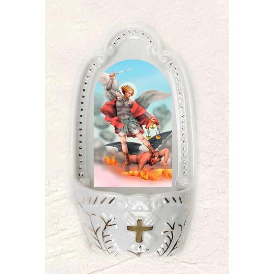 St. Michael - Holy Water Font Porcelain