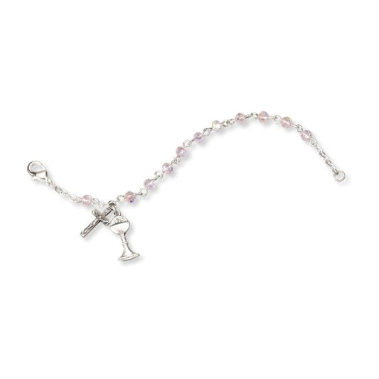 First Communion Bracelet with Chalice and Crucifix Medals