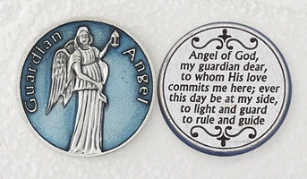 Guardian Angel pocket token in color with prayer