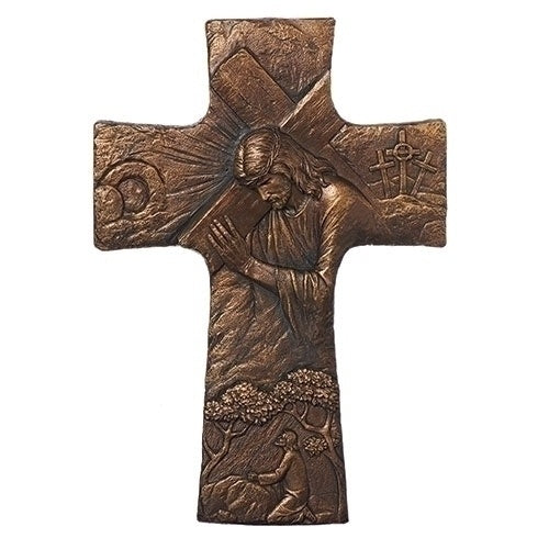 CHRIST CARRYING CROSS WALL CROSS - 17"H