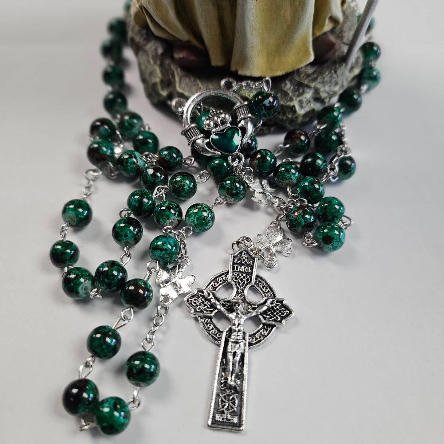 St. Patrick's Irish Rosary with Claddagh Center and Celtic Crucifix