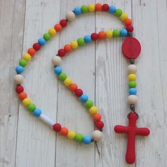 Rainbow colored Teething Rosary