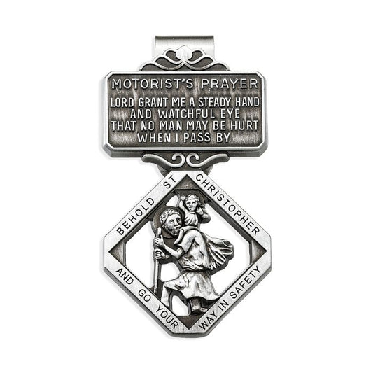 St. Christopher Visor Clip with Motorist Prayer