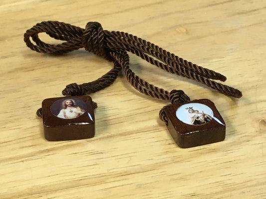 Wooden Scapular on cord