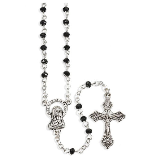 Small Jet Black Glass Bead Rosary