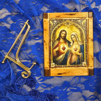 Handmade Wood Plaque with Gold Stand