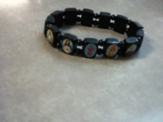 Small black wood saints bracelet