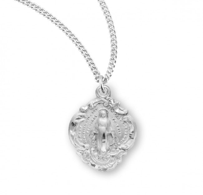 Sterling Silver Fancy Baroque Style Miraculous Medal - S1150