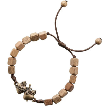 Sacred Hearts Wooden Beads Bracelet 7"