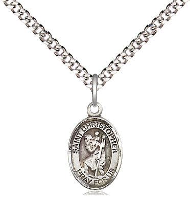 St. Christopher Sterling Silver Medal with Rhodium Chain