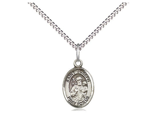 St. Joseph Sterling Silver Medal with 18" Rhodium Necklace