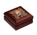 WOODEN KEEPSAKE ROSARY BOX COMMUNION CHALICE