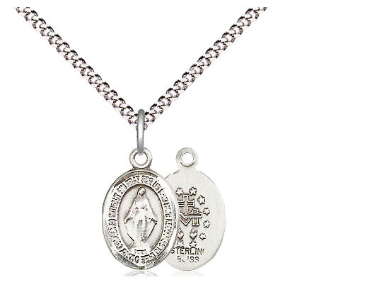 Miraculous Medal Sterling Silver Small Oval Medal