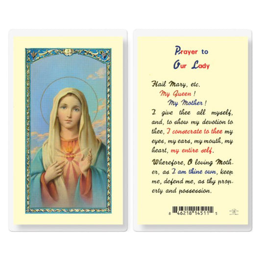 Immaculate Heart Of Mary - Prayer to Our Lady Holy Card