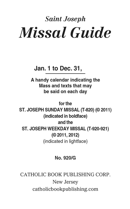 Annual Missal Guide