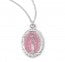 Sterling Silver Oval Pink Enameled Miraculous Medal