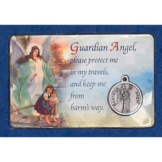 Guardian Angel Card with Guardian Angel Medal - Laminated