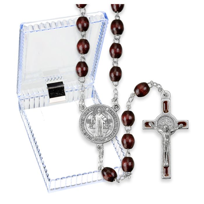 Black Wood Bead Benedictine Rosary
