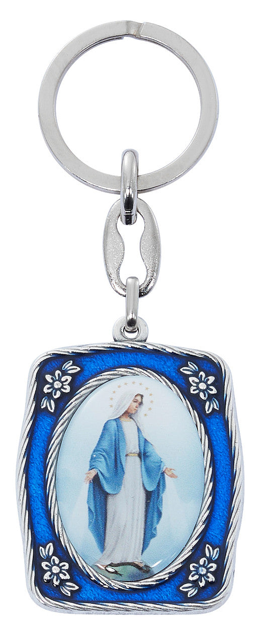 Blue Enamel Our Lady of Grace Keychain