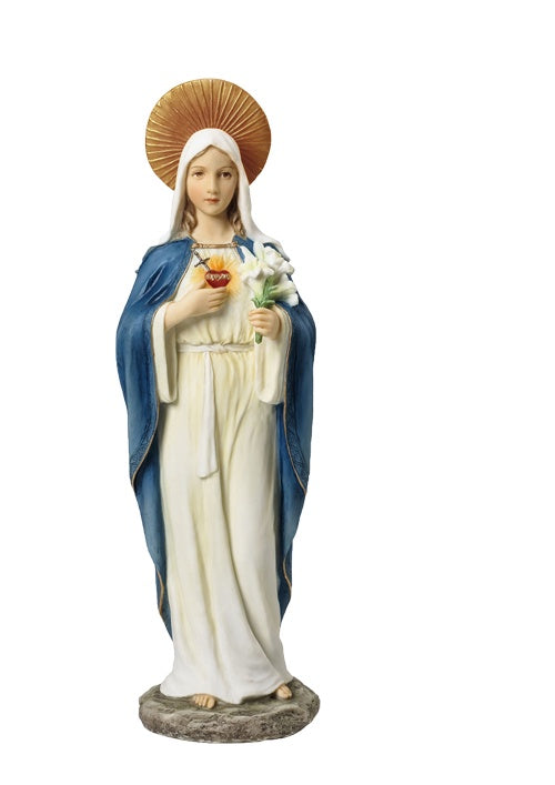 Immaculate Heart of Mary, Fully Hand-Painted Color, 11"