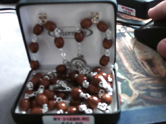 Brown Wooden Bead Rosary