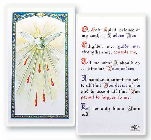 Holy Spirit Prayer Laminated Holy Card – St. Anthony's Catholic Gift Shop