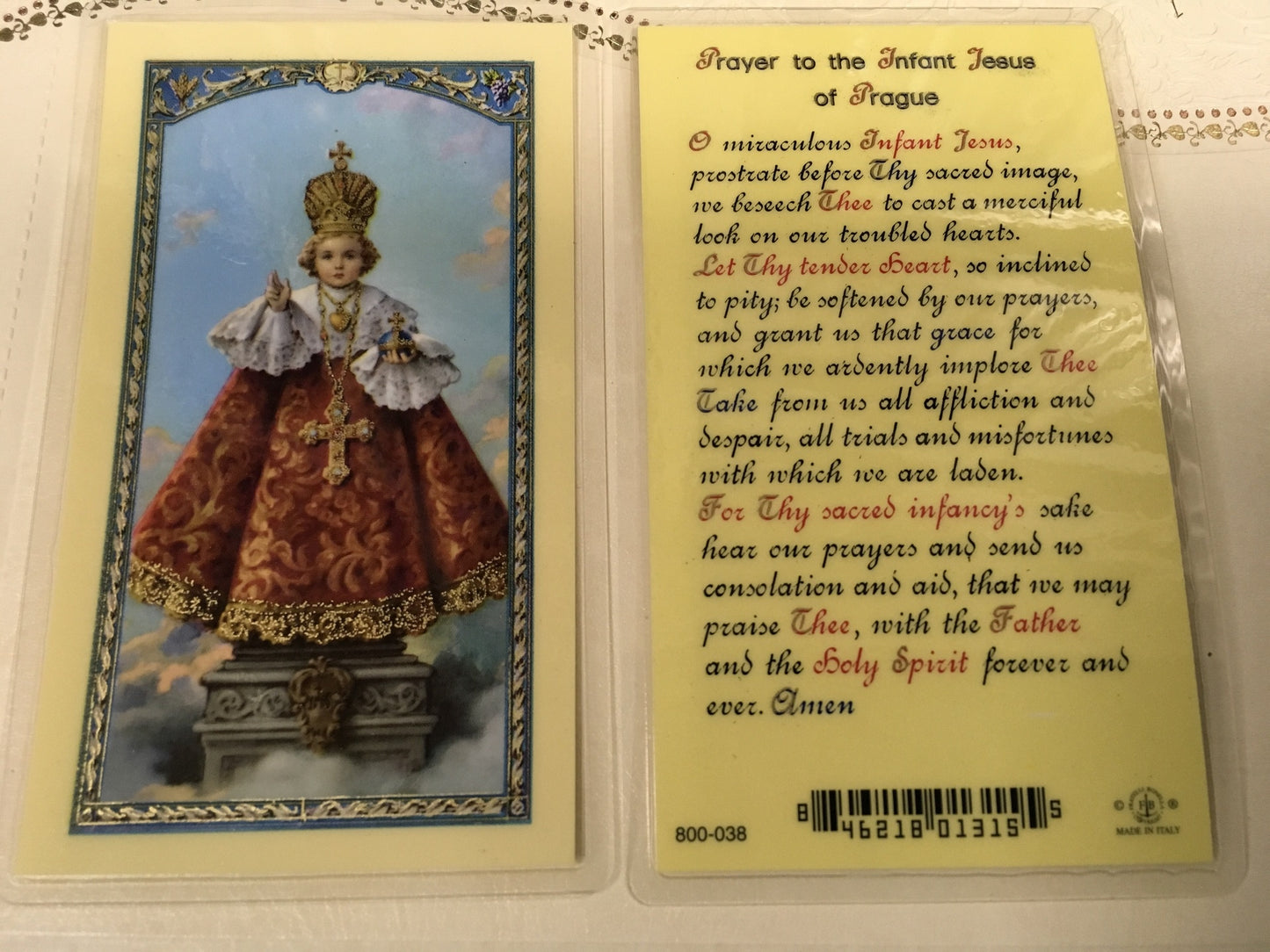 Infant of Prague Holy Card