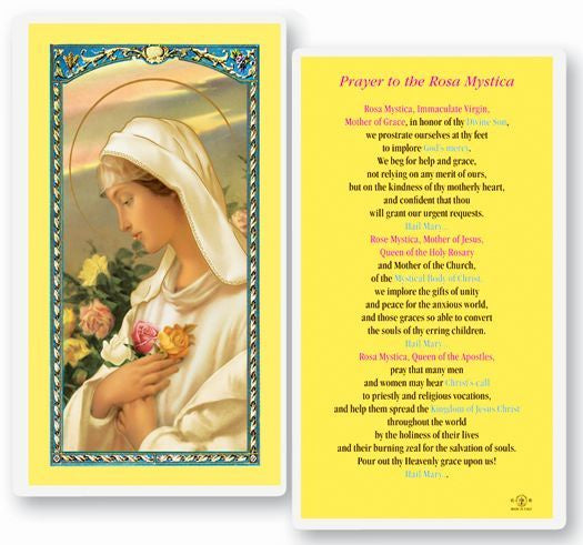 Prayer To The Rosa Mystica Holy Card