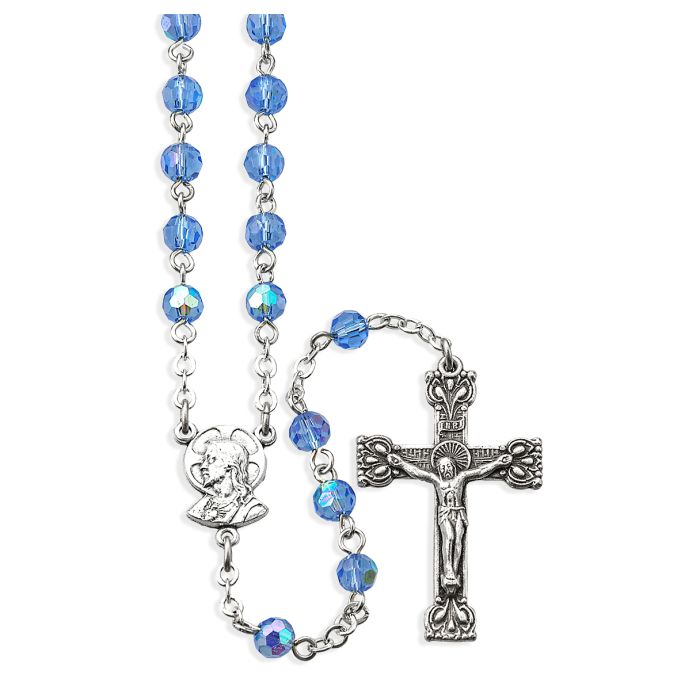 Sapphire Aurora Borealis Bead Rosary